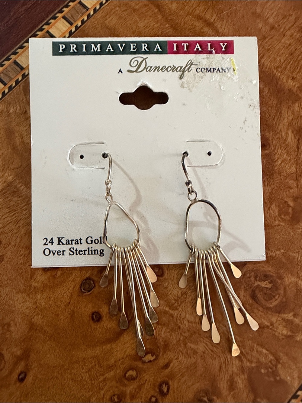 Primavera Italy 24 K Gold Dangle Fringe Earrings